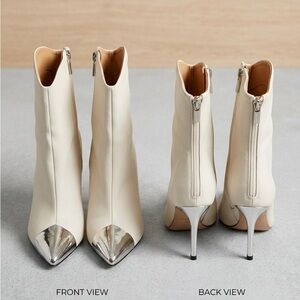 Elegant Cream Stiletto Boots with Silver Accents